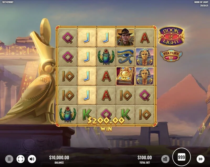 Book of Lights - добитна линија во основната игра со Multiplier Wild